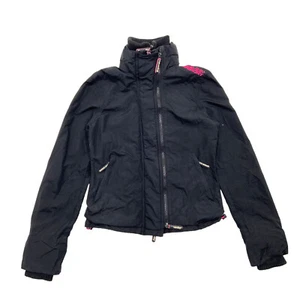 Superdry Womens Black Windcheater Nylon Rain Jacket | Vintage Designer Coat XS - Picture 1 of 4