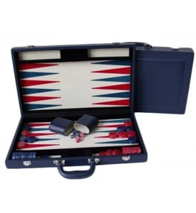 Dal Rossi Luxury 15″ 38 cm Blue PU Leather Backgammon Set NEW! - Picture 1 of 1