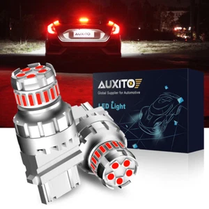 AUXITO 3157 Red LED Strobe Flashing Blinking Brake Tail Light Parking Bulbs 3156 - Picture 1 of 14