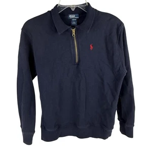 Polo by Ralph Lauren Boy's 1/4-Zip Navy Blue Cotton Sweater Size M (12/14) - Picture 1 of 4