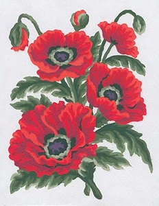 Collection D'Art Stamped Needlepoint Kit 8"X10" Poppies - Picture 1 of 2