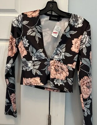 Mink Pink Blouse Womens Black Floral Flowy Shirt Size S - Image 1 of 4