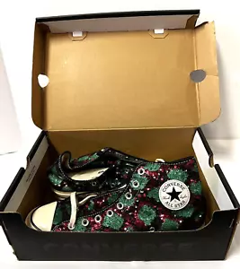 Converse Chuck Taylor's Hightops Snake Pattern Red Green - Glitter Sparkles NEW - Picture 1 of 12