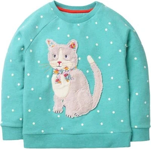 Bumeex Toddler Girl Sweatshirt Clothes Outfit,Cotton Crewneck 3-4T, Teal Cat  - Picture 1 of 2