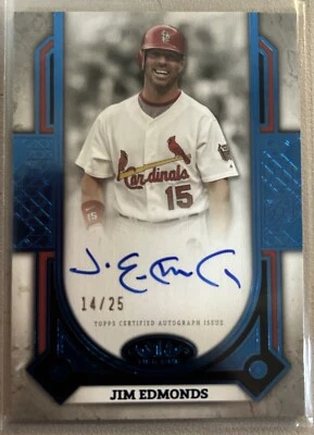 2024 Topps Nivel Uno Jim Edmonds Lámina Azul Autógrafo Auto Cardenales #14/25 Foto 1 de 2