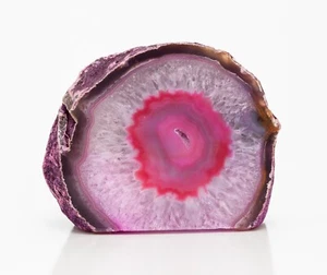 Polished Agate Geode End Half Slab Slice Pink Crystal Quartz 1.84 lbs H2216 - Picture 1 of 11