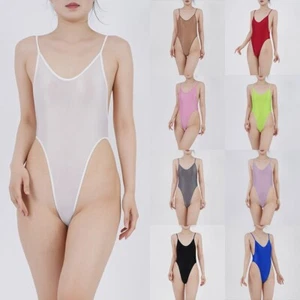 Womens Silky Shiny Swimsuit With Thin Oil Feature Perfect For Warm Weather - Photo 1/18