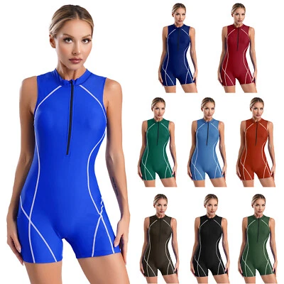 Damen UPF 50+ Exercise Bademode Fitness Badeanzug Overall Wetsuit Einteiler - Bild 1 von 3