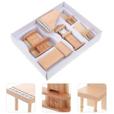 Mini Table and Chairs Wood Doll House Accessories Miniature Clock