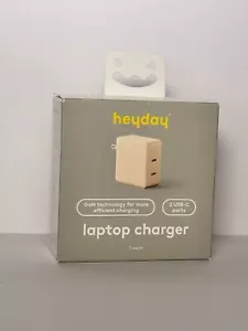 2 USB-C Ports Laptop Charger 68W GaN Technology Wall Charger Stone White - Picture 1 of 1