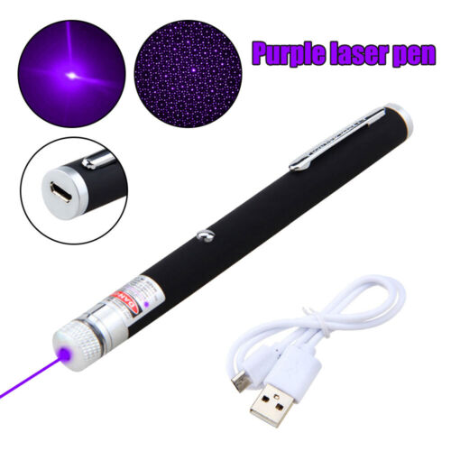 Strong Beam Purple Laser Pointer Pen 990Miles 532nm Lazer Torch USB Rechargeable