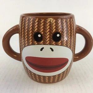 Sock Monkey Brown Double Handle Coffee Tea Mug Cup by Galerie Candy - Picture 1 of 8