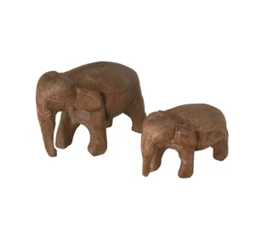 Set of Two Mini Teak Elephants - Picture 1 of 4
