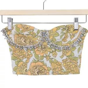 ZARA : Crop top motivo floreale con strass : 1930/035 : S : ERA: £ 49,99!! - Foto 1 di 3