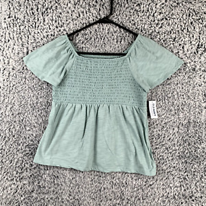 Old Navy Blouse Girls XL 14-16 Green Short Sleeve New with Tags Cotton Blend