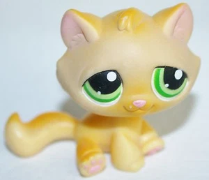 Gatito atigrado amarillo cremoso Littlest Pet Shop # 401 con ojos verdes - Imagen 1 de 2