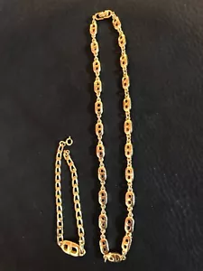 CHRISTIAN DIOR Collana Bracciale Set Ciondolo Catena AUTENTICA Vintage Oro Choker F/S - Foto 1 di 12