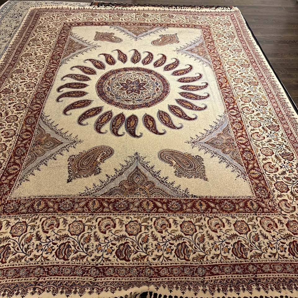 Queen Size Bed Spread Hand Craft Ghalamkar Washable 100% Cotton - Image 1 of 4