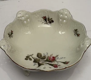 Rosenthal German 7.75” “Moss Rose” Vtg Footed Candy Dish-Reticulated-Pierced - Picture 1 of 10