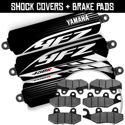 Front+Rear Black Shock Covers+Brake Pads for Yamaha YFZ450 R [06-11] [2014-2024] - Изображение 1 из 4