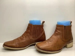 HERREN MARKENLOS COWBOY SQ TOE KURZ BRAUN STIEFEL GRÖSSE 10,5 - Bild 1 von 9