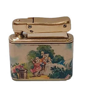 Colibri Stratton Enameled Pastoral Scene Pocket Lighter Minty JGBx28 - Picture 1 of 10