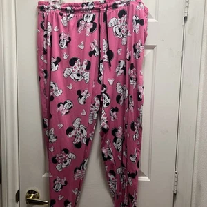 Disney Minnie Mouse Womens Jogger Sleep Pants Size 3X Pink Drawstring - Picture 1 of 5