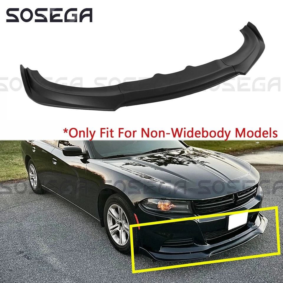 Divisor de labios parachoques delantero negro mate estilo V3 para Dodge Charger SXT 2015-2023 Foto 1 de 4