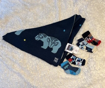 Juego de manta y 4 calcetines The Met William tejidos para bebé nuevo con etiquetas Foto 1 de 4