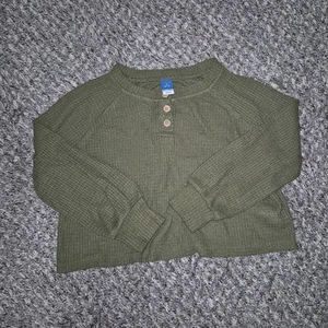 Old Navy Girls Juniors Size S (6-7)  Long Sleeve Shirt Button V Neck crop - Picture 1 of 4