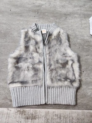 Chaleco Gymboree Niñas Talla XS 4 Gris Blanco Imitación Piel Cremallera Completa Cálido Cómodo  Foto 1 de 4