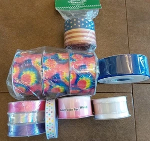 MIXED LOT Spring Summer RIBBON Tie Dye Pink Blue 4th NEW - Picture 1 of 10