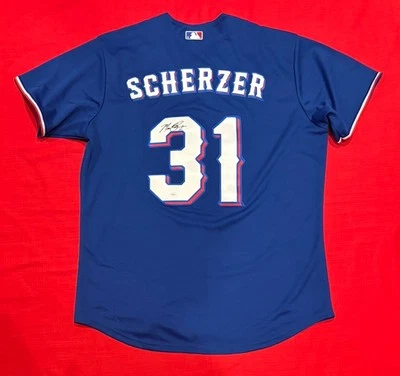 Max Scherzer Texas Rangers MLB Baseball Autographed Custom Jersey JSA - Image 1 of 4