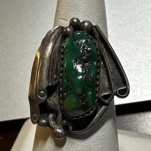 Angela Lee Navajo Sterlingsilber grüner Türkis Indianer Ring Größe 5,5 - Bild 1 von 9