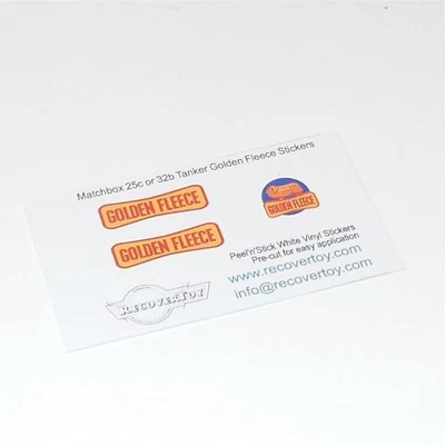 Matchbox Lesney 25 c Bedford or 32 c Leyland Tanker Golden Fleece Sticker Set - image 1 of 4