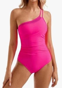 SUUKSESS Damen Bauchkontrolle Einteiler Badeanzug Mesh One Shoulder Badeanzug M - Bild 1 von 6