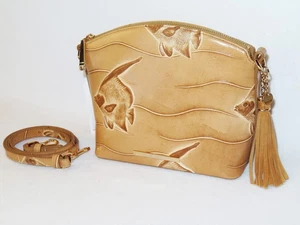 BRAHMIN Legacy TAN PALM HOUSE ANGEL FISH TROPICAL OCEAN MINI DUXBURY XBODY NWT - Picture 1 of 8