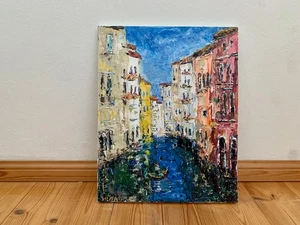Venedig Stadtbild Ölgemälde auf Leinwand Original Italien Landschaft Gemälde - Picture 1 of 8