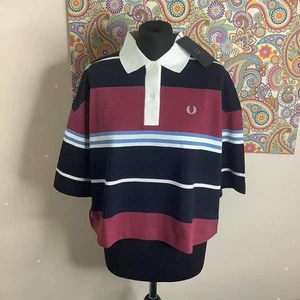 WOMANS FRED PERRY STRIPED POLO CROPPED NWT SIZE 14 - Picture 1 of 5