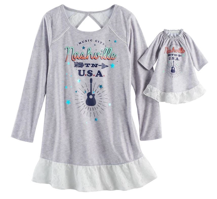 Camisón American Girl 5-8 y muñeca a juego música ciudad ropa apta para Dollie Me Foto 1 de 1