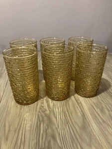 Set of 6 VTG Anchor Hocking Soreno Amber Glasses Tumblers 5” - Pristine - Picture 1 of 4