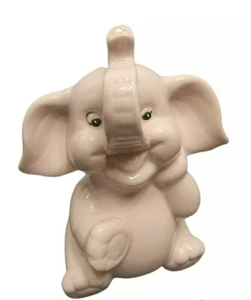 Elephant Piggy Bank Coin Bank Saving Child Children Pink Ceramic 4-1/2" Vintage - Picture 1 of 7