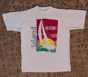 Vintage Leland Michigan Mens T-shirt Sz M Medium Sailboat SS Single Stitch - Picture 1 of 5