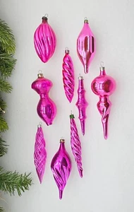 Rosa Eiszapfen Tränen wunderschöne Vintage Ornamente Glas Antik Deko - Bild 1 von 45