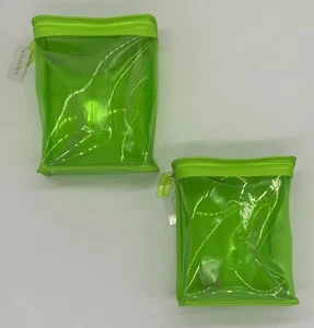 Clinique Green Clear Zipper Big Rectangular Cosmetic Makeup Travel Bag Lot of 2 - Picture 1 of 4