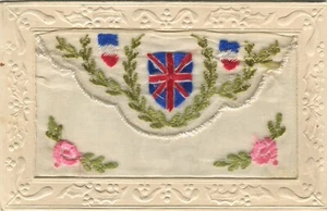 Erster Weltkrieg, Flaggen - Bestickte Seide Militär patriotische Postkarte - Bild 1 von 2