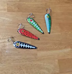FOUR (4) Pro King Spoons REG (3 3/4”) Assorted Color Pattern & 3 are GLOW - Picture 1 of 3