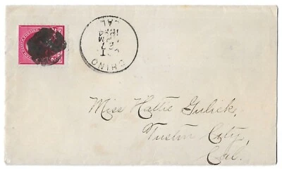 Chino to Tustin City, California 1894 Scott 220 Cover, Fancy Cancel - Image 1 of 2