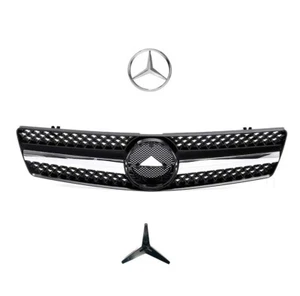AMG LOOK KÜHLERGRILL FÜR MERCEDES SL R129 AB 03/1989 BIS 07/2001 CHROM SCHWARZ + LOGO - Bild 1 von 4