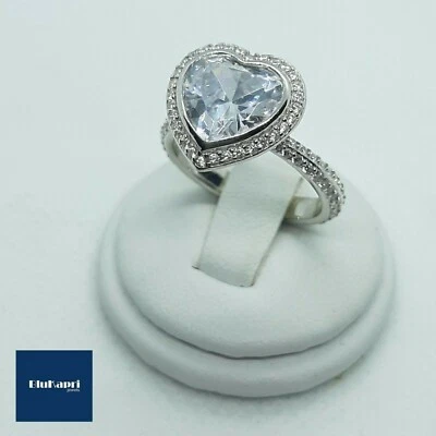 Anello Donna Argento Cuore con Pave' di zirconi bianchi brillanti - Immagine 1 di 4